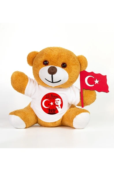 Özgüner Oyuncak 23 Nisan Kutlu Olsun Tişörtlü & 25 Cm Bayraklı Sevimli Ayıcık ürün görseli