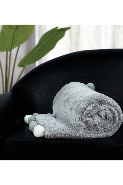 Ayıcı Oyuncak 200 X 220 Cm Ponponlu Pelüş Tv Battaniyesi - Resim 4