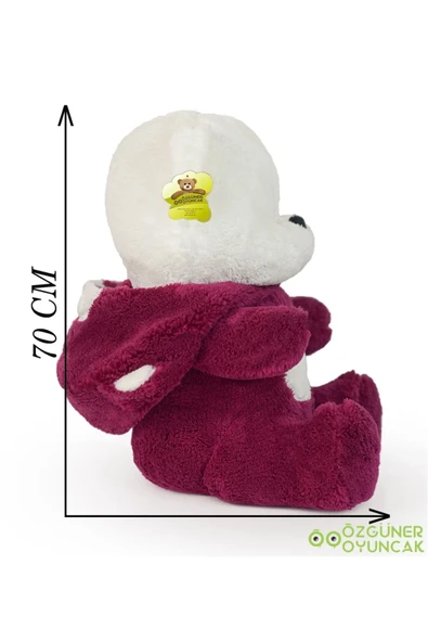Ayıcı Oyuncak "70 cm Kapşonlu Uykumcuk Peluş Ayıcık - Yumuşacık ve Sevimli Arkadaşınız" - Resim 4