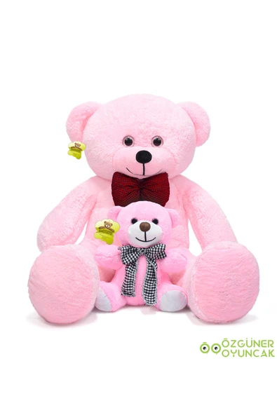 Ayıcı Oyuncak 101 Yavrulu Papyonlu Büyük Ayıcık (%100 YERLİ) Pembe - Resim 2