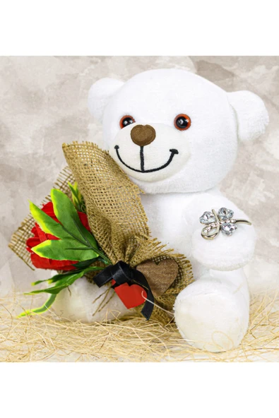 Özgüner Oyuncak Elinde Gül Tutan 25 Cm Sevimli Ayıcık - Resim 2