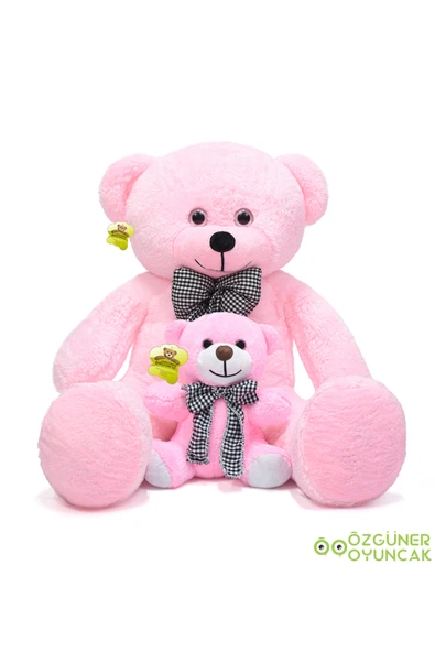 Ayıcı Oyuncak 101 Yavrulu Papyonlu Büyük Ayıcık (%100 YERLİ) Pembe - Resim 5