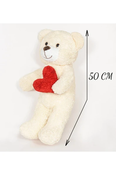 Özgüner Oyuncak 50 Cm Kalpli Peluş Sevimli Ayıcık - Resim 3