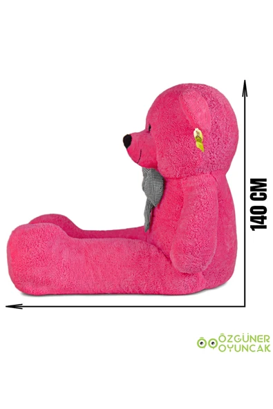 Ayıcı Oyuncak 140 Cm Papyonlu Büyük Ayıcık (%100 YERLİ) FUŞYA - Resim 3