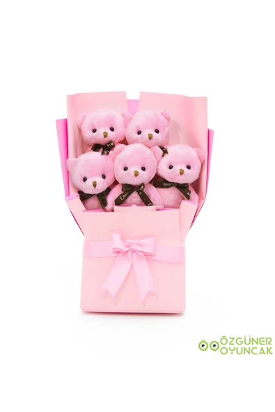 Özgüner Oyuncak Anlamlı ve Romantik Hediye Seti – 90 cm Peluş Ayı + Dekoratif Çerçeve + 5'li Mini Peluş Buket - Resim 3