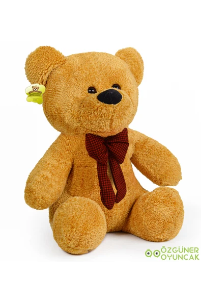 Özgüner Oyuncak Oturan Peluş Ayıcık Papyonlu – Yumuşak ve Sevimli Hediyelik Ayı - Resim 5