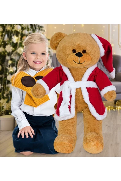 Ayıcı Oyuncak 80 Cm Noel Baba Şapkalı Ayıcık Yeni Yıl ,yılbaşı Hediyesi ürün görseli 1