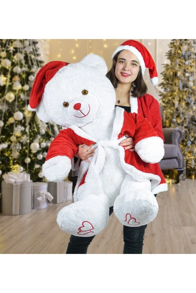 Ayıcı Oyuncak 130 cm Noel Baba Pelerinli Bobo Ayıcık Yeni Yıl yılbaşı Hediyesi - Resim 2
