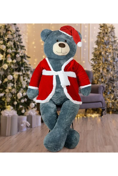 Ayıcı Oyuncak 200 Cm Noel Baba Şapkalı Ayıcık Yeni Yıl ,yılbaşı Hediyesi ürün görseli 1