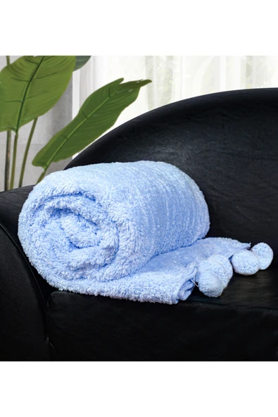 Özgüner Oyuncak 200 X 220 Cm Ponponlu Pelüş Tv Battaniyesi - Resim 4