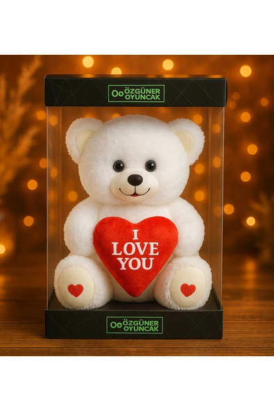 Özgüner Oyuncak 200 Sevgiliye Özel Kalpli (I LOVE YOU) Yazılı Sevimli Peluş Ayıcık - Premium Kutu Içerisinde ürün görseli 1