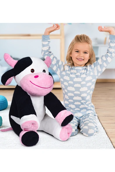 Özgüner Oyuncak 110 cm Dev Oturan İnek Peluş Oyuncak – Dev Boy Sevimlilik - Resim 2