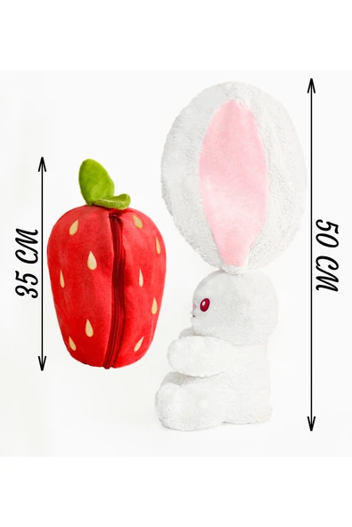 Ayıcı Oyuncak 50 cm Çilek Çantalı Tavşan - Resim 6