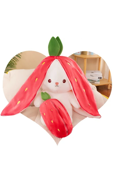 Ayıcı Oyuncak 50 Cm Çilek Çantalı Tavşan - Resim 5