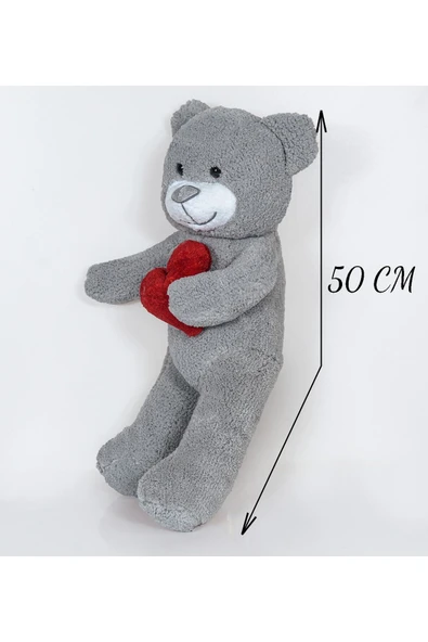 Özgüner Oyuncak 50 Cm Kalpli Peluş Sevimli Ayıcık - Resim 3