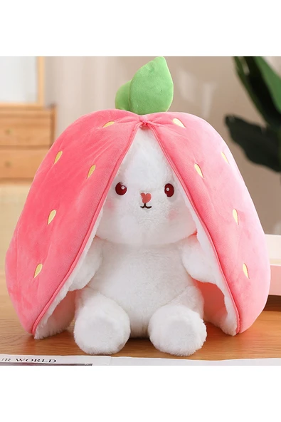 Ayıcı Oyuncak 50 Cm Çilek Çantalı Tavşan Sevgiliye Özel - Resim 2