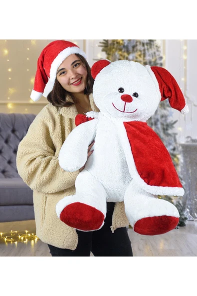 Ayıcı Oyuncak 75 Cm Şapkalı Noel Baba Ayıcık Yeni Yıl ,yılbaşı Hediyesi ürün görseli 1