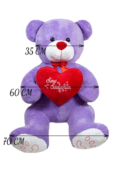 Özgüner Oyuncak Oyuncak Ayıcı 140 Cm Dev Bobo Seni Seviyorum Kalpli Sevgiliye Özel - Resim 6