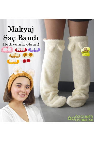Özgüner Oyuncak Pabtex Kulaklı Peluş Çorab Welsoft Diz Üstü Oda Çorabı Kışlık Uyku Çorabı Ayak Isıtıcı Uzun Çorap ürün görseli