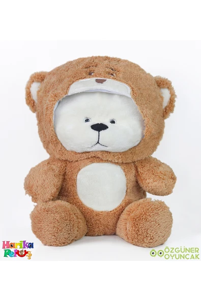 Özgüner Oyuncak Uykumcuk Gold Kapşonlu Peluş Ayı Sevgiliye Özel 90 Cm (%100 YERLİ) - Resim 3