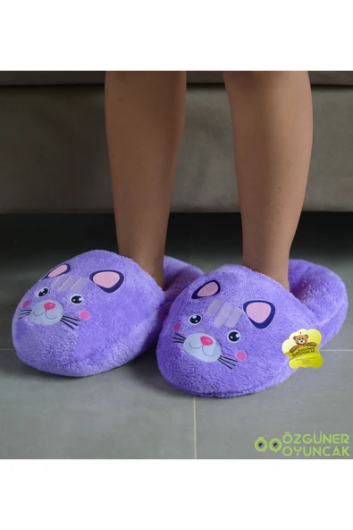 Özgüner Oyuncak Pabtex Hayvan Figürlü Salaş Peluş Terlik – Konforlu Ve Şirin Adımlar - Resim 4
