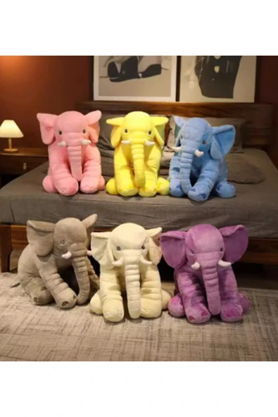 Ayıcı Oyuncak Uyku Arkadaşım Fil - Büyük Yumuşak Peluş Fil 65 Cm - Resim 7