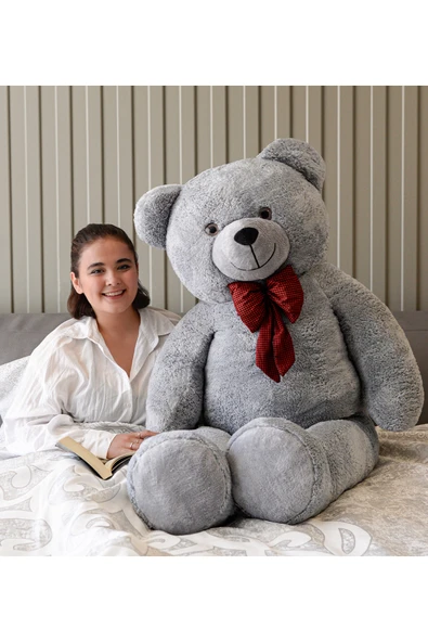 Ayıcı Oyuncak Papyonlu Sevimli Büyük Peluş Ayıcık, 130 Cm - % 100 Yerli ürün görseli 1