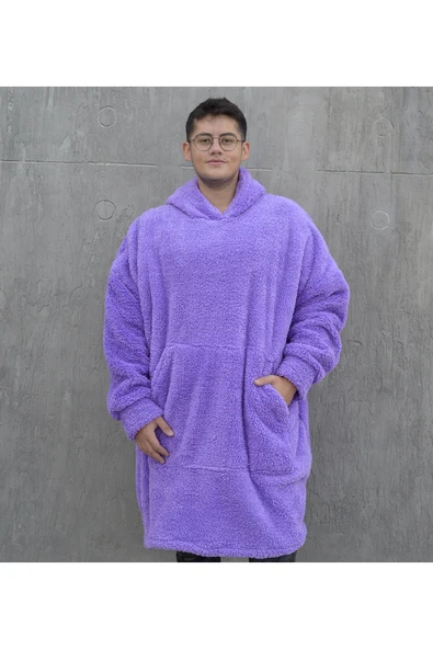 Ayıcı Oyuncak Pabtex Welsoft Peluş Polar Giyilebilir Battaniye Pijama LİLA ürün görseli