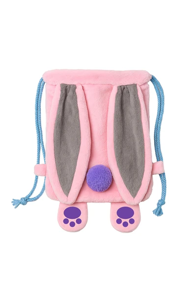Özgüner Oyuncak Pabtex Tavşan Kulaklı Sırt Çantası – Peluş Kumaş, Renkli İp Detaylı Model - Resim 2