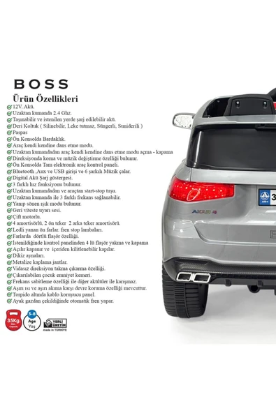 Pababo ÖZGÜNER OYUNCAK Akülü Araba 12V Uzaktan Kumanda BOSS GT Müzikli ve Bluetooth - Resim 6
