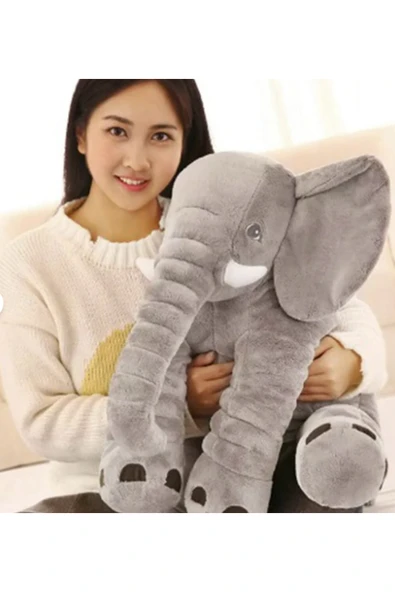 Özgüner Oyuncak Uyku Arkadaşım Fil - Büyük Yumuşak Peluş Fil 65 Cm - Resim 6