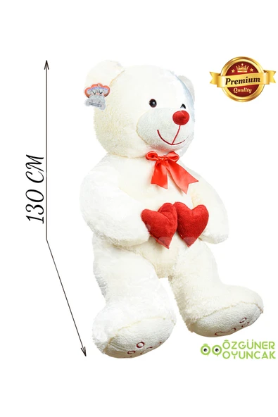Ayıcı Oyuncak Sevgi Dolu 130 cm Peluş Ayı – Çift Kalp ile Aşkınızı İfade Edin - Resim 5