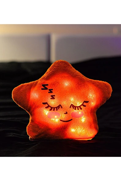 Ayıcı Oyuncak Uyku Arkadaşım Ledli Yıldız Yastık - Resim 2