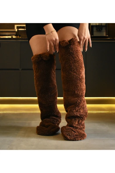 Özgüner Oyuncak Pabtex Uzun Diz Üstü Sıcak Tutan Peluş Yumuşak Çorap ürün görseli