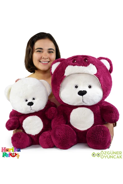 Özgüner Oyuncak Uykumcuk Gold Kapşonlu Peluş Ayı Sevgiliye Özel 70 Cm (%100 YERLİ) - Resim 3