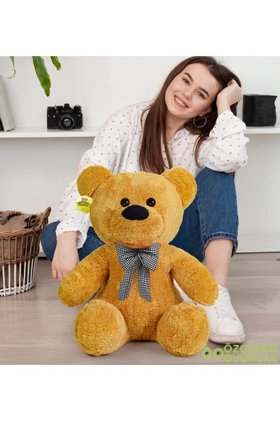 Ayıcı Oyuncak Oturan Peluş Ayıcık Papyonlu – Yumuşak ve Sevimli Hediyelik Ayı - Resim 2