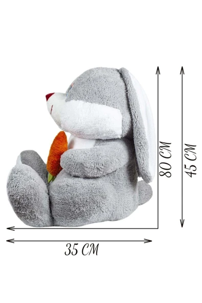 Özgüner Oyuncak Pandamkee Sevimli 80 Cm Elinde Havuç Tutan Tavşan - Resim 4