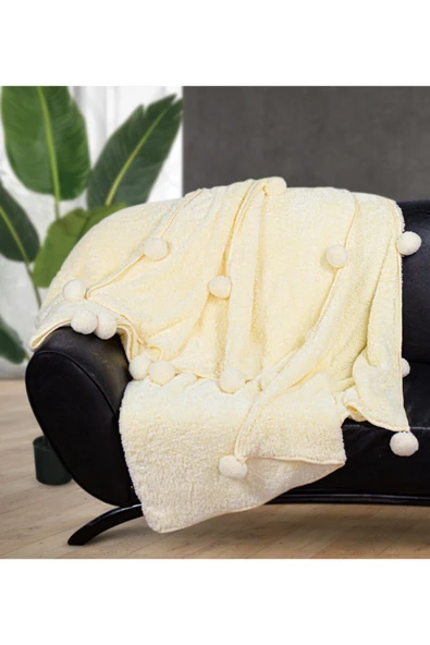 Ayıcı Oyuncak Ponponlu 200*220 cm Pelüş Tv Battaniyesi - Resim 2