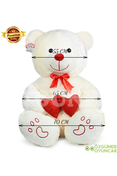 Özgüner Oyuncak Sevgi Dolu 130 cm Peluş Ayı – Çift Kalp ile Aşkınızı İfade Edin - Resim 6