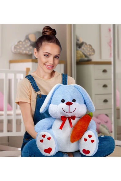 Harika Peluş Fabrikası Sevimli 80 Cm Elinde Havuç Tutan Tavşan ürün görseli