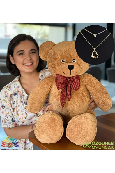 Özgüner Oyuncak Sevgiliye Hediye Seti – 90 cm Peluş Ayıcık & 24 Ayar Altın Kaplama Kolye ürün görseli