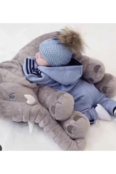 Ayıcı Oyuncak Uyku Arkadaşım Fil - Büyük Yumuşak Peluş Fil 65 Cm - Resim 5