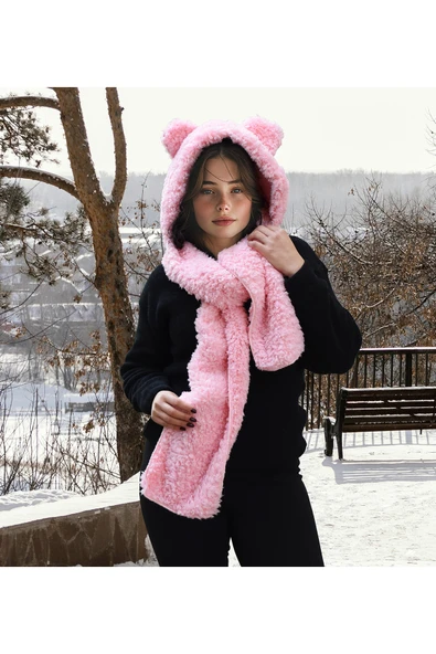 Ayıcı Oyuncak Pabtex Kapüşonlu Peluş Bere Atkı Welsoft Yumuşak Kumaş Sıcacık ürün görseli 1