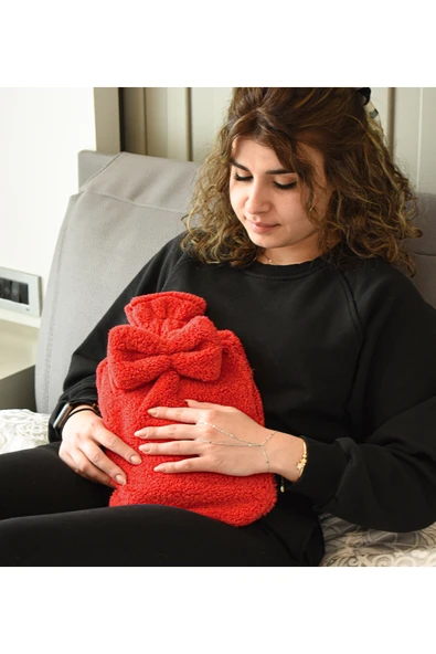 Ayıcı Oyuncak Pabtex Kurdele Süslemeli Su Torbası Kılıfı – Isıyı Koruyan Peluş Kumaş ürün görseli 1