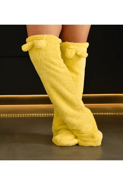 Özgüner Oyuncak Pabtex Peluş Çorap Diz Üstü Kışlık Uyku Çorabı Ayak Isıtıcı Uzun Çorap - Resim 2