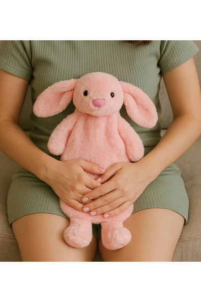 Özgüner Oyuncak Pabtex Peluş Oyuncak Görünümlü Su Torbası Kılıfı – Pembe Tavşan Model, Isıyı Koruyan Kumaş ürün görseli