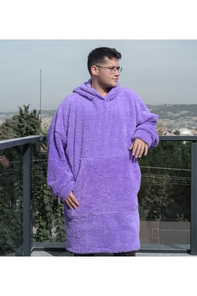 Özgüner Oyuncak Pabtex Welsoft Peluş Polar Giyilebilir Battaniye Pijama LİLA - Resim 2