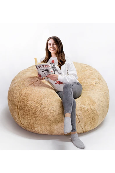 Pababo Sıcak ve Yumuşak Peluş Dev Puf – Konforlu Oturma Keyfi - Resim 4