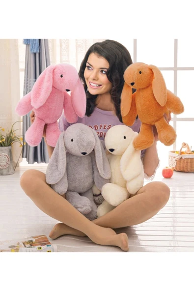 Ayıcı Oyuncak Özgüner Uyku Arkadaşım Tavşan 45 Cm Peluş Tavşan Krem - Resim 3