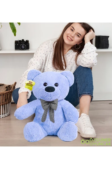 Ayıcı Oyuncak Oturan Peluş Ayıcık Papyonlu – Yumuşak ve Sevimli Hediyelik Ayı - Resim 3